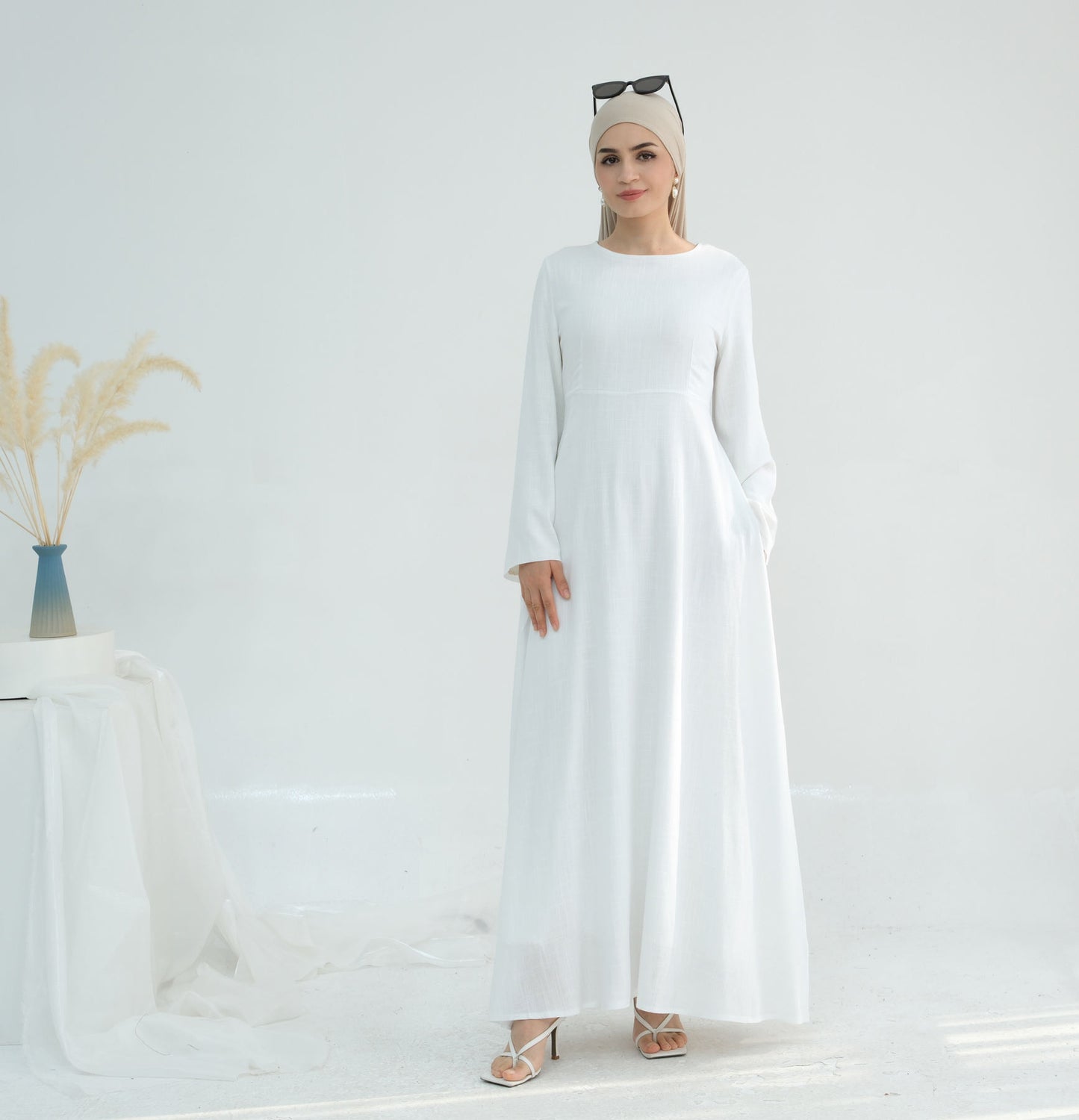 Tabara Modest Linen Dress  Breathable Abaya for Summer & Eid