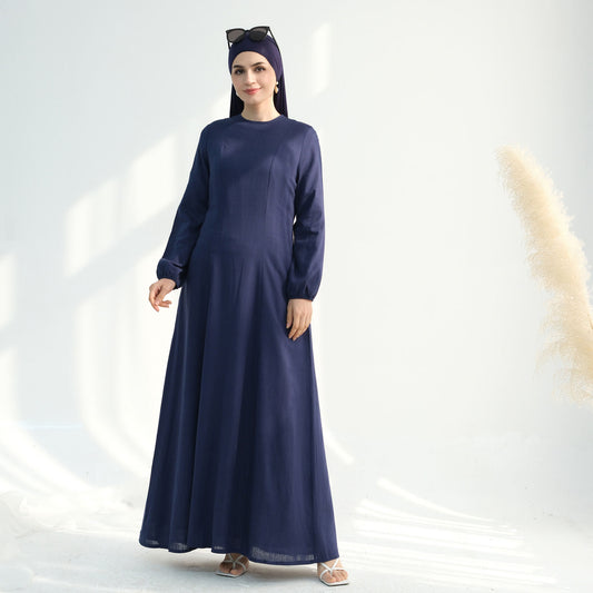 Tabara Elegant Abaya Dress – Breathable Linen Style with Side Pockets