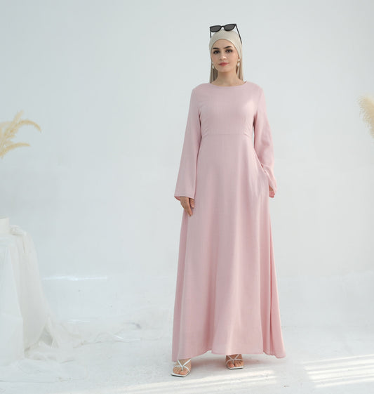 Tabara Modest Linen Dress  Breathable Abaya for Summer & Eid