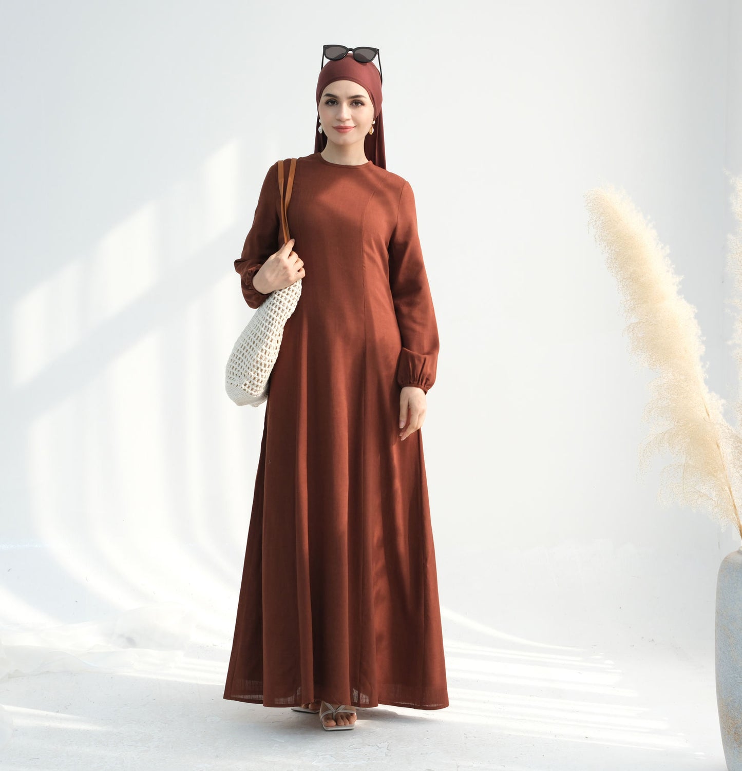 Tabara Elegant Abaya Dress – Breathable Linen Style with Side Pockets