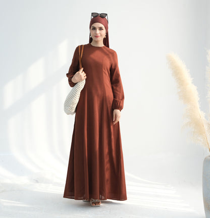 Tabara Linen Breeze Abaya – Lightweight Linen with Pockets