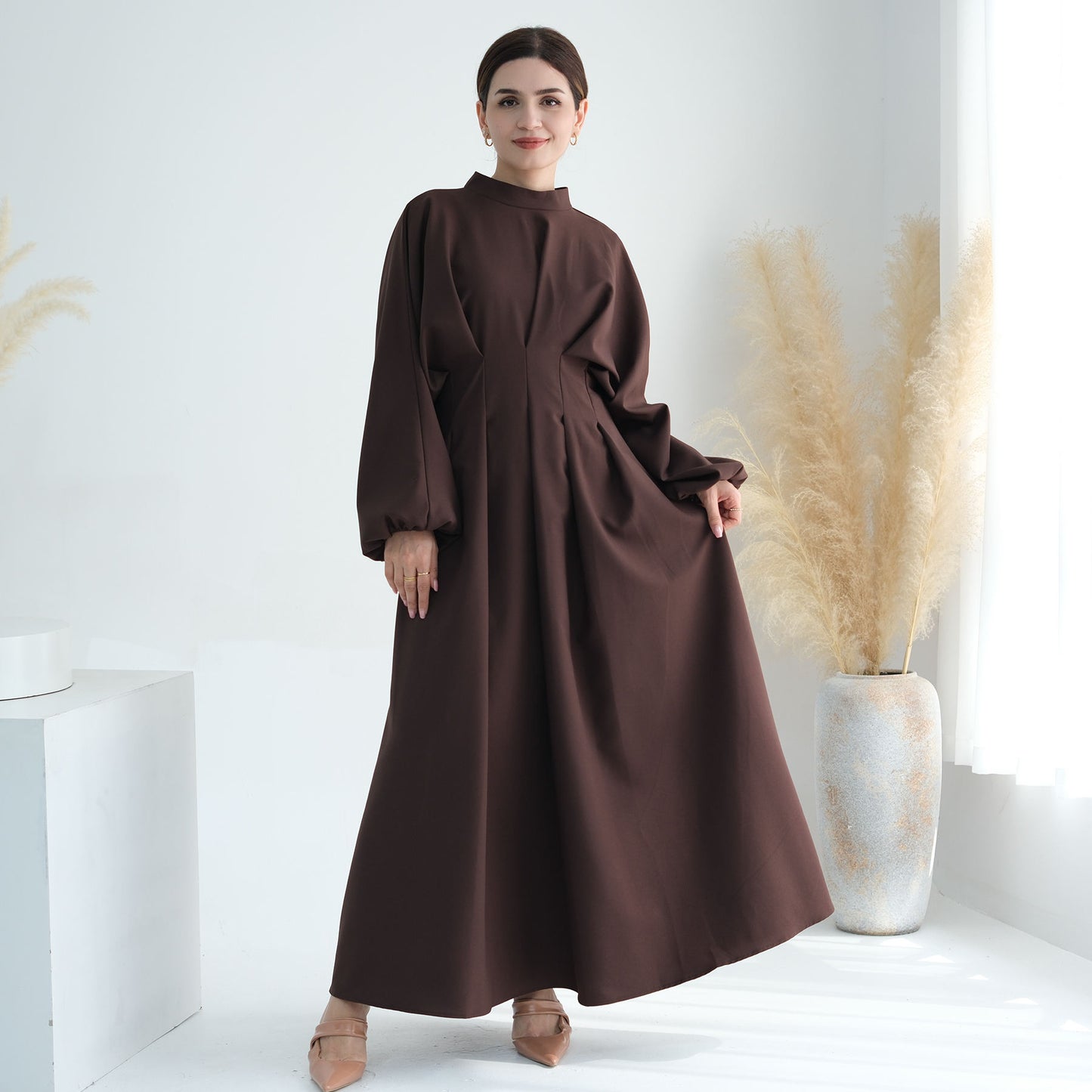 Tabara Modest Long Sleeve Abaya  Islamic Women’s Dress with Side Zip