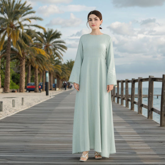Tabara Eid Linen Abaya – Breathable Summer Modest Dress