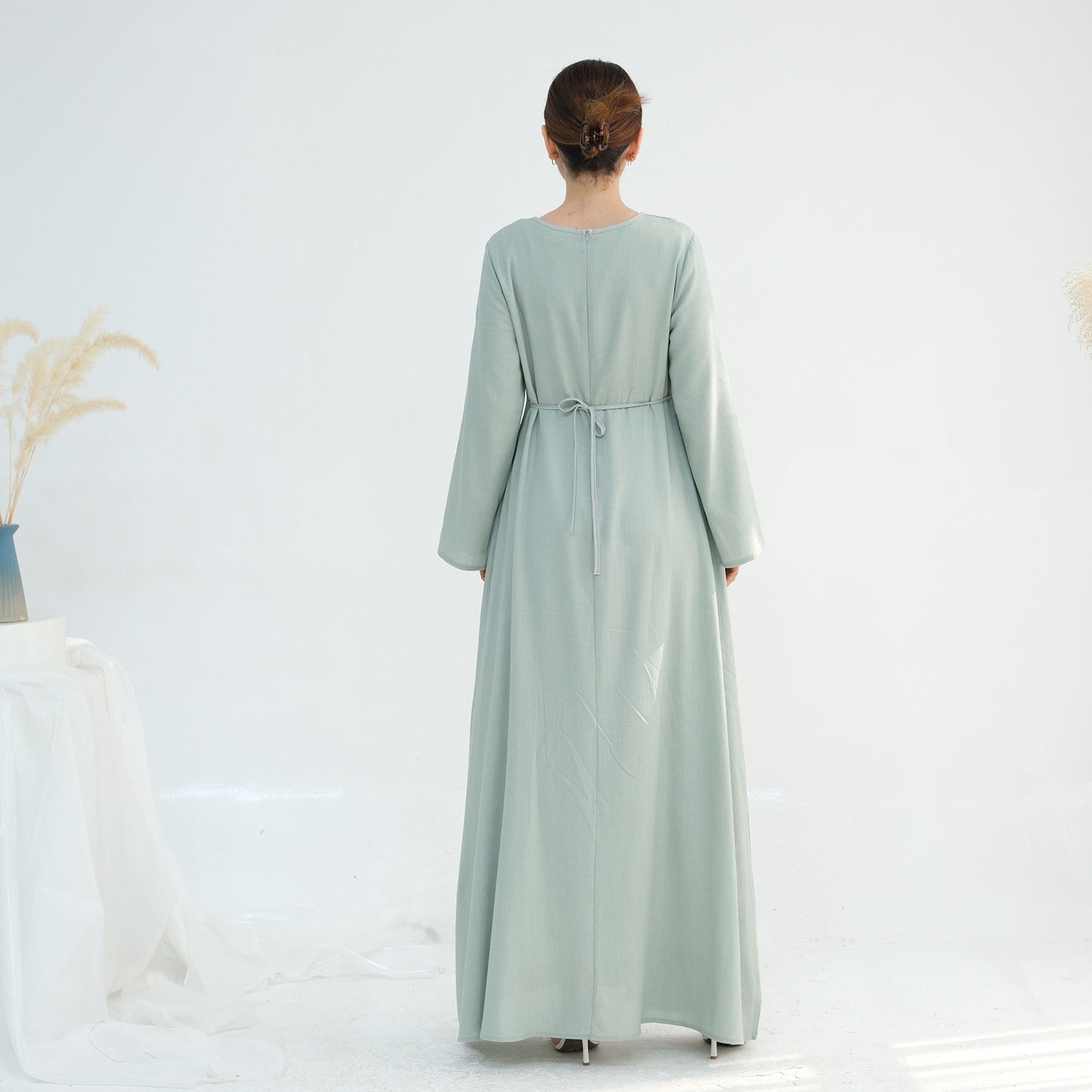 Tabara Modest Linen Dress  Breathable Abaya for Summer & Eid
