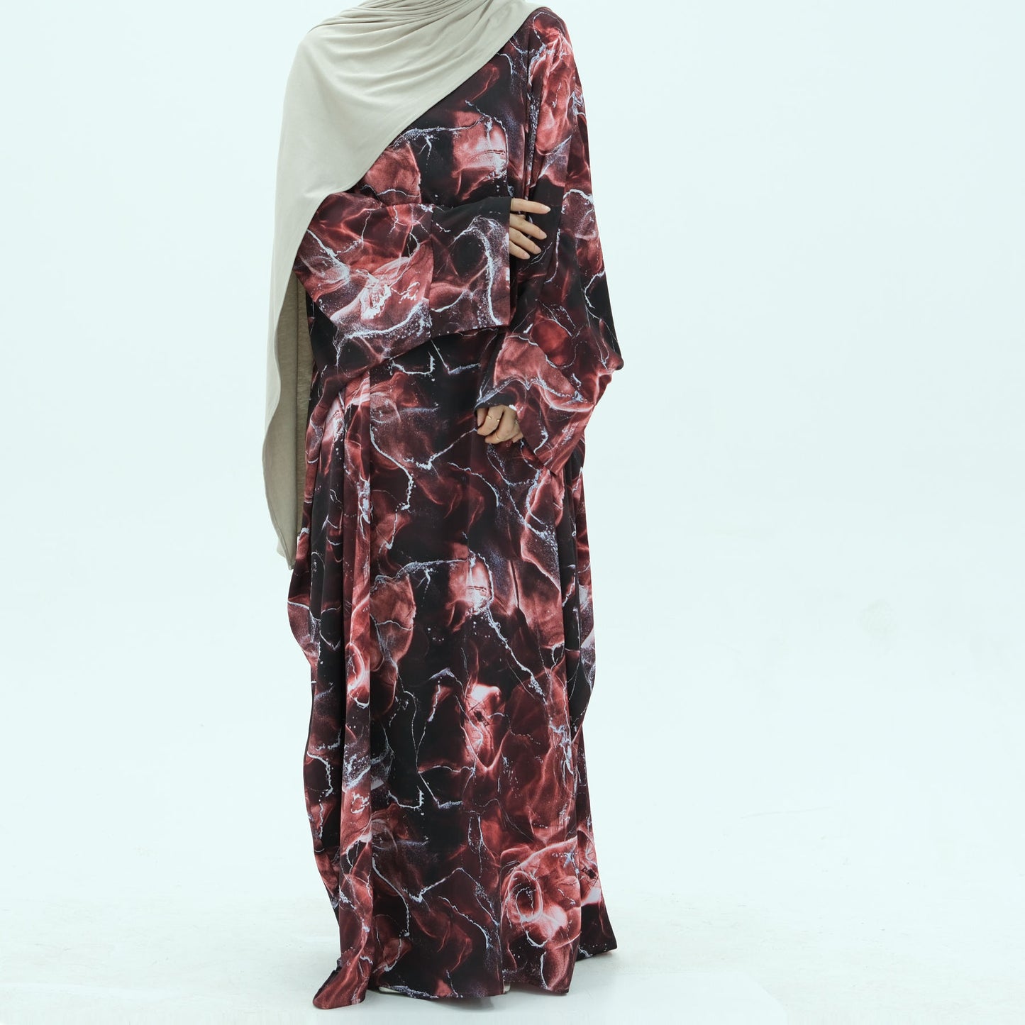 Tabara Ink Wash Abaya – Modest Islamic Dress with Elegant Print