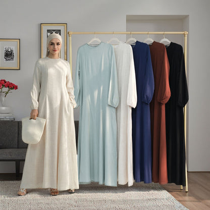 Tabara Linen Breeze Abaya – Lightweight Linen with Pockets
