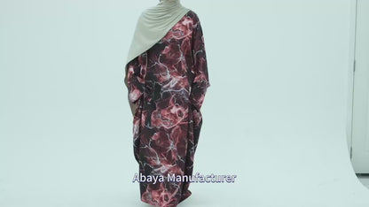 Tabara InkWave Abaya – Modern Ink Wash Printed Dress